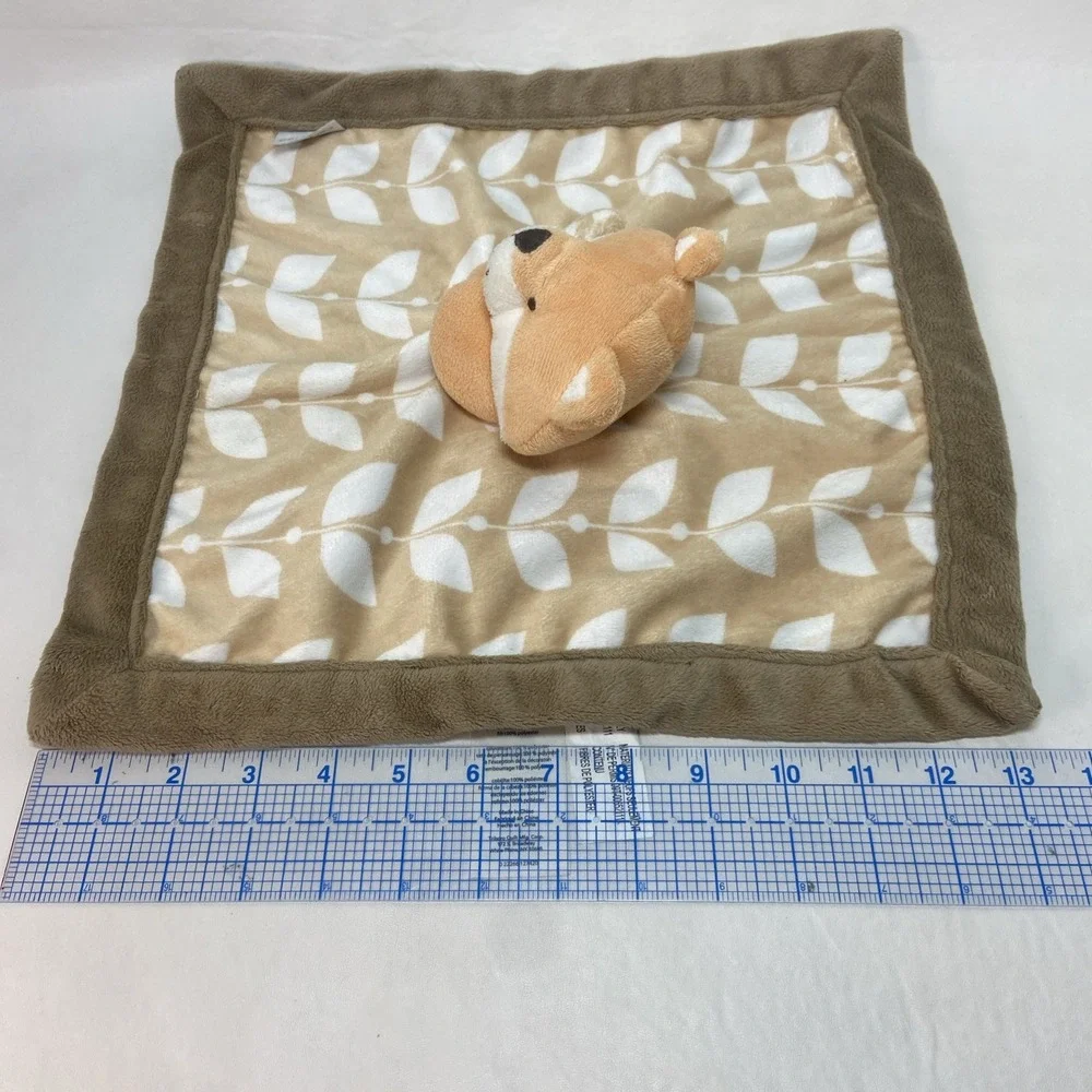 Carters Fox Lovey‎ Security Blanket Baby Plush Stuffed Animal Leaf Print Brown